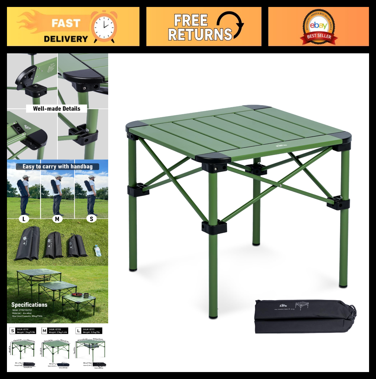 Here’s an optimized eBay title for the product:"Lightweight Folding Square Tab0