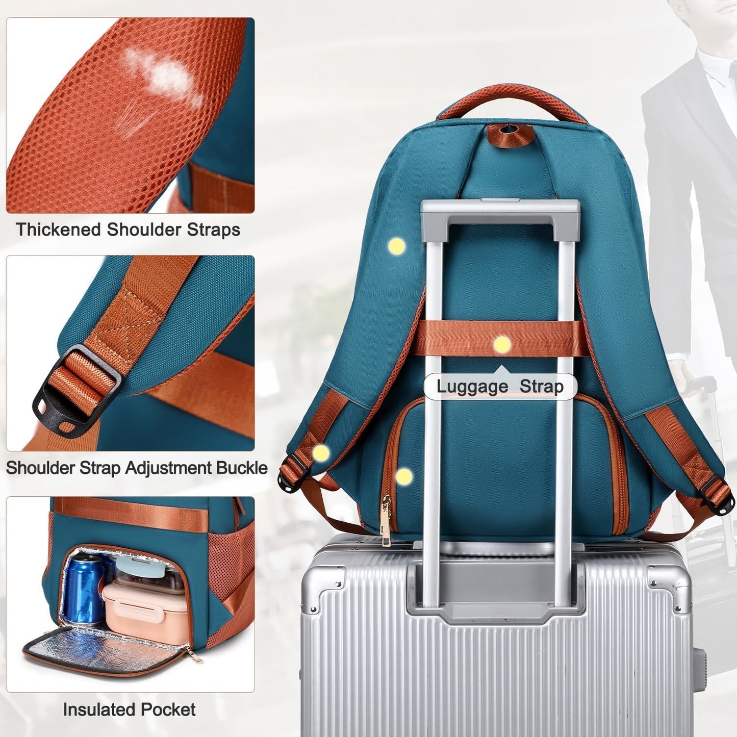 40L Travel Backpack for Men & Women, TSA Approved Carry-On, Fits 17" Laptop, Dar5