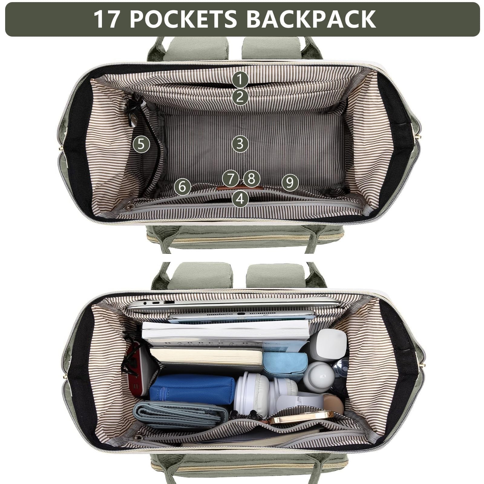 15.6" Laptop Backpack for Women, USB Charging, Large Travel Work Bag, Casual Day2