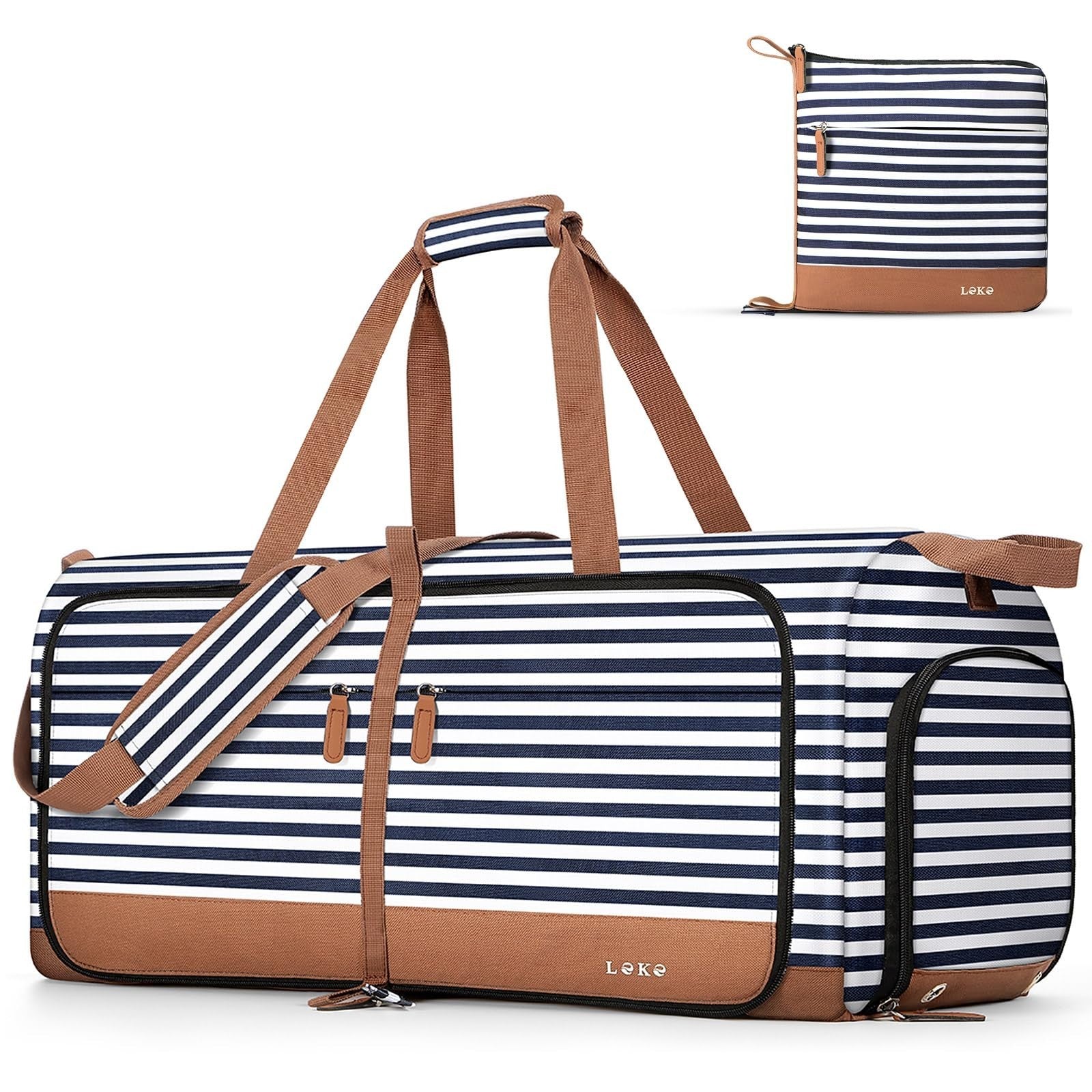 Large 100L Foldable Travel Duffle Bag for Women, Weekend Carry-On, Shoes Compart1