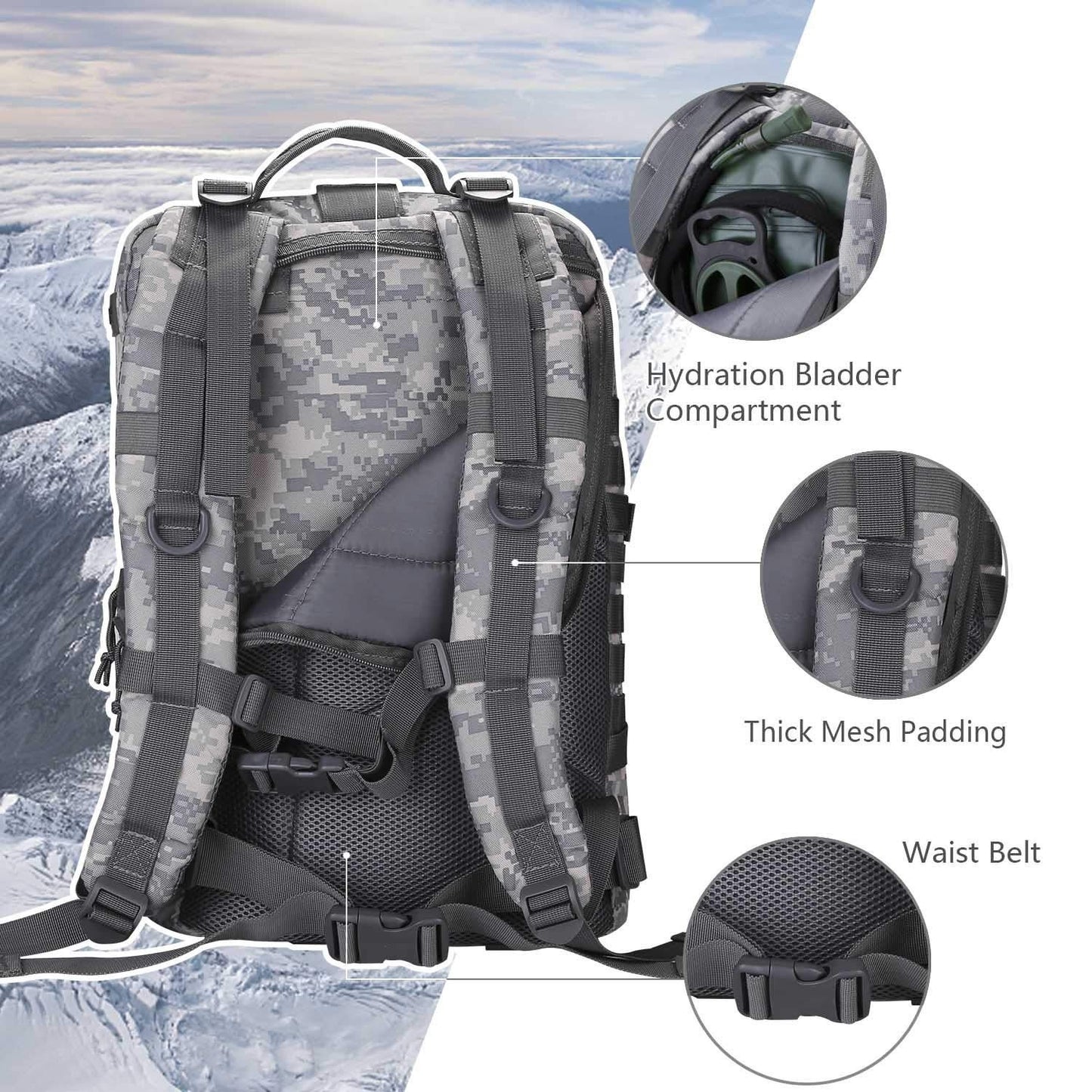 Tactical MOLLE Assault Backpack   Military Army Camping Rucksack, Outdoor Gear4