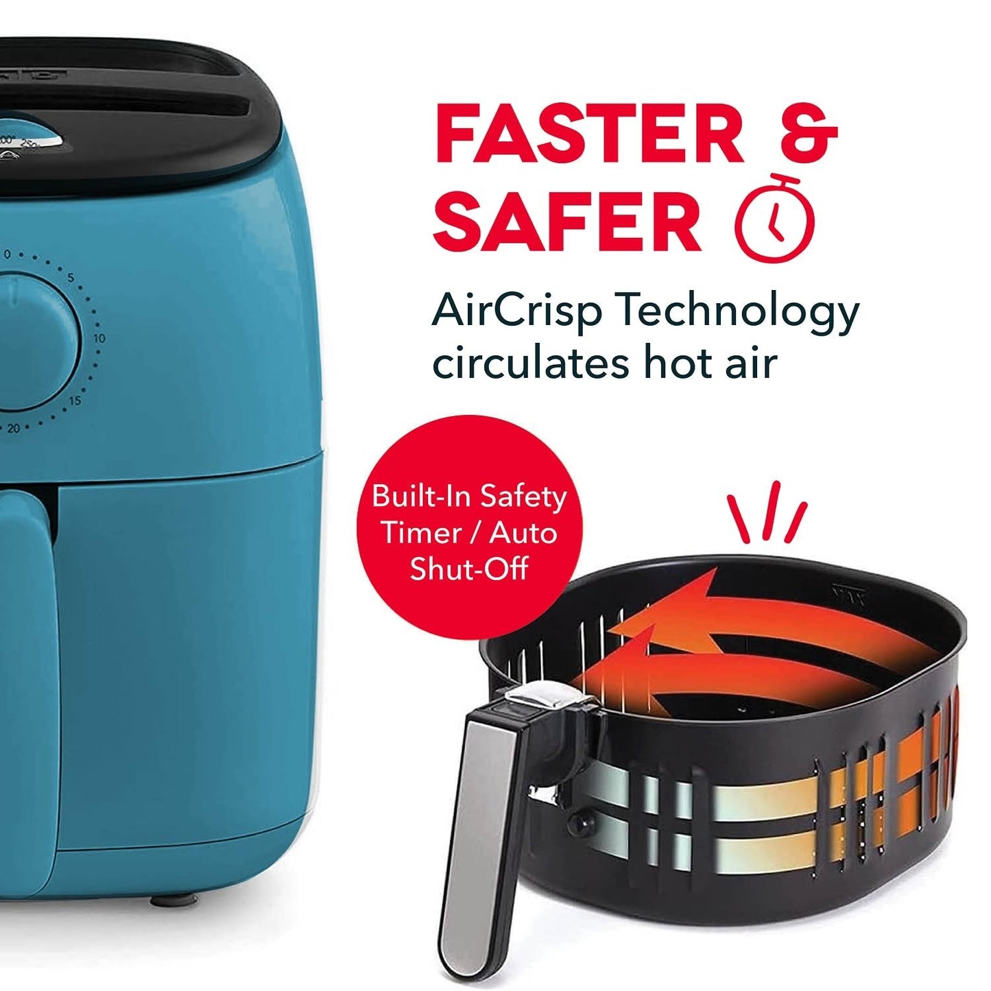 Compact Air Fryer with Adjustable Temperature - 2.6 Qt Nonstick Basket, Auto Shu7