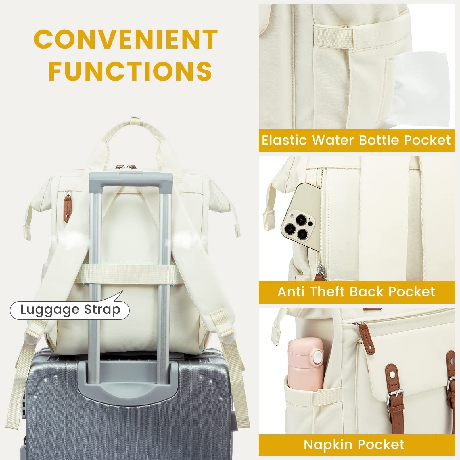 Stylish 15.6" Laptop Backpack for Women   Work, Travel, College, Business Bag, B5
