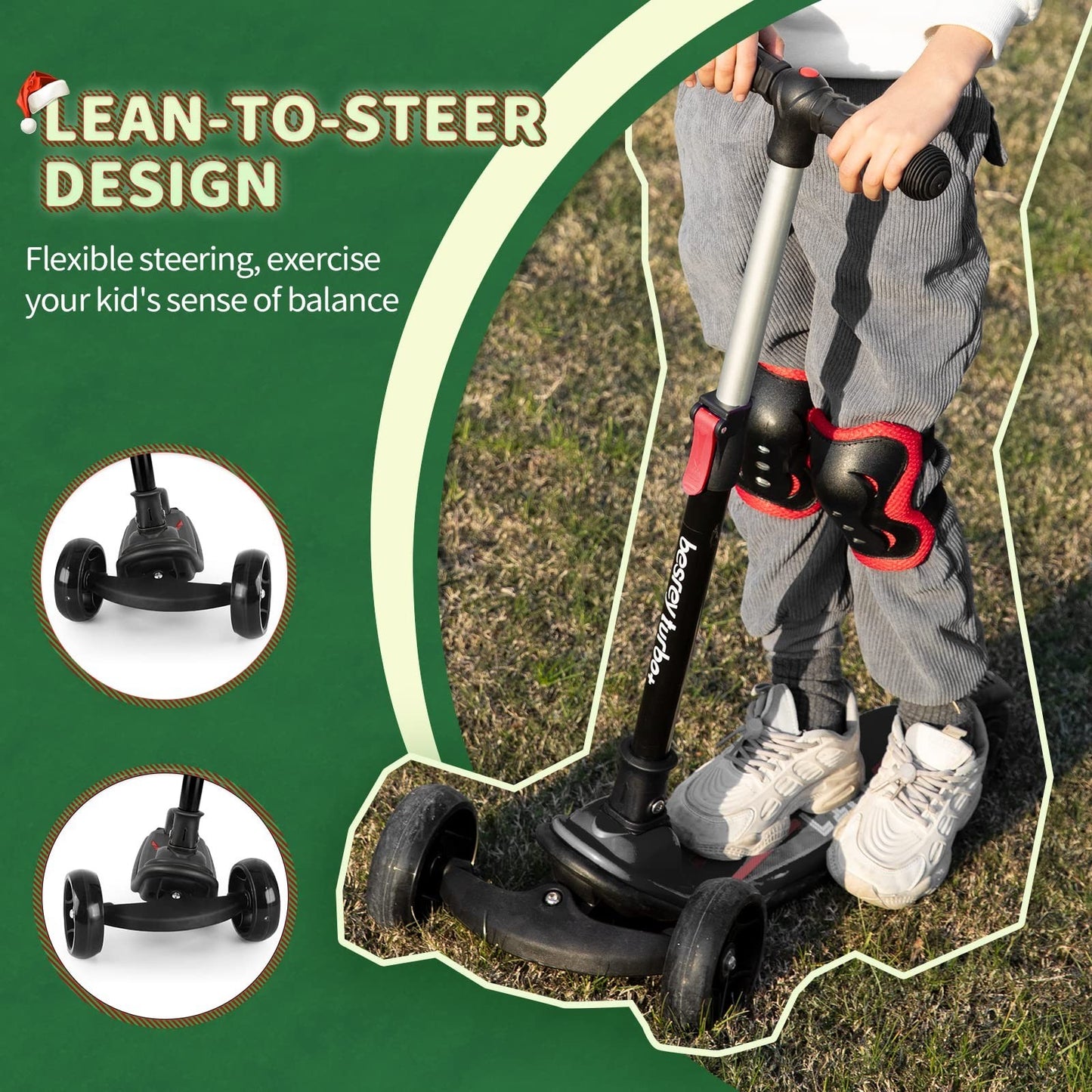 3-Wheel Kids Scooter Ages 3-10, Adjustable Height, Safe & Fun Ride-On Toy3