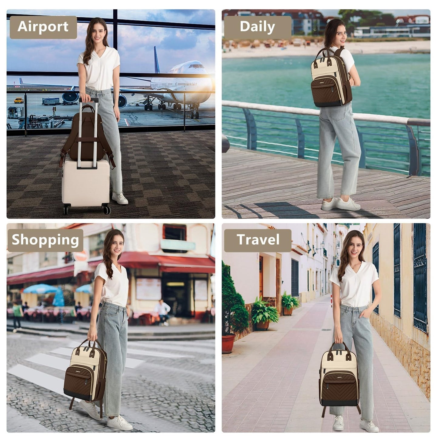 Stylish 15.6" Laptop Backpack for Women   Waterproof Travel Bag with USB Charger5