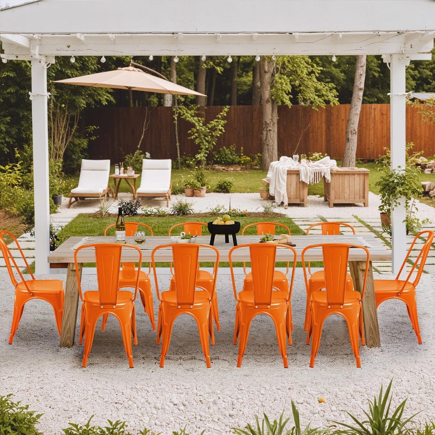 Stackable Metal Dining Chairs Set of 4   Chic Bistro Cafe Side Chairs, Indoor/Ou3