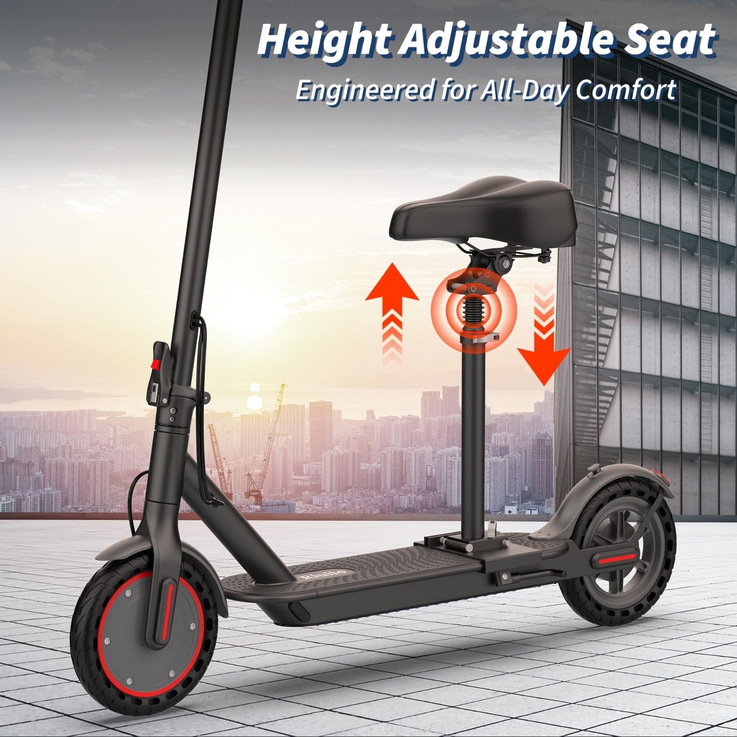 350W-500W Electric Scooter, 9-22 MPH, 10-41 Mile Range, Dual Suspension, Foldabl3