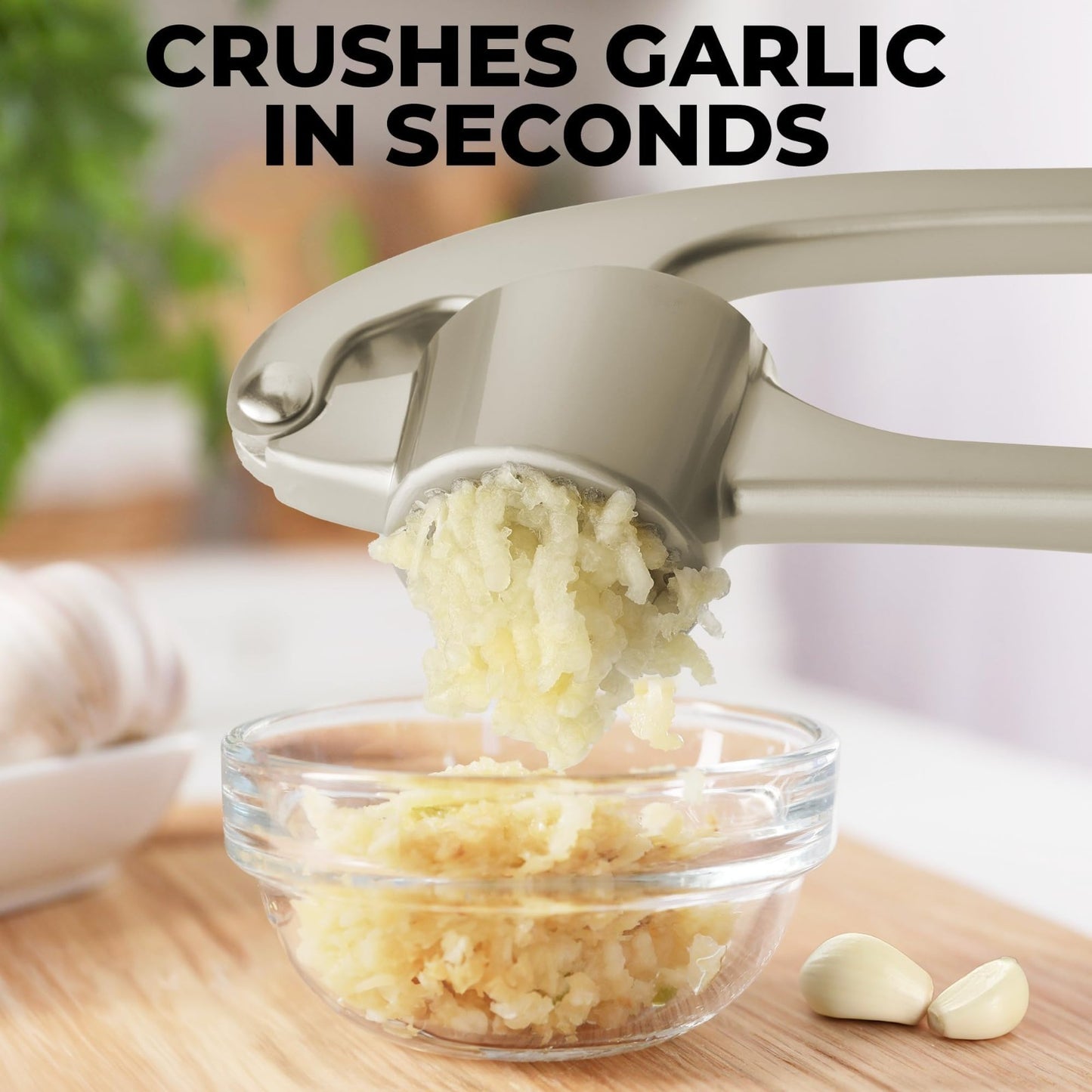 Premium Garlic Press Set   Large Bowl, Rust Proof Mincer Tool, Easy Squeeze Peel4