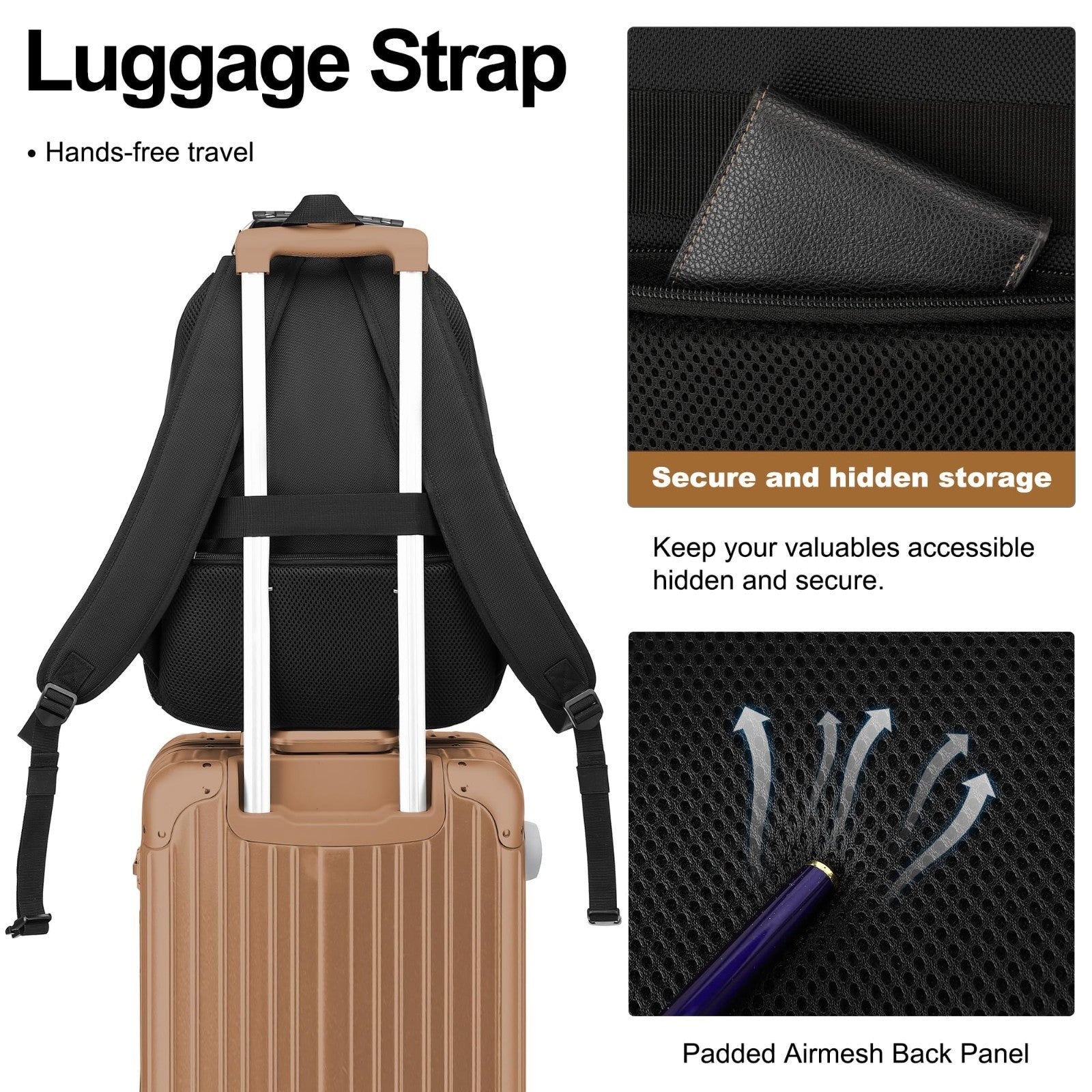 Waterproof 15.6" Laptop Backpack with USB Port, Anti Theft Travel Bag for Work &3