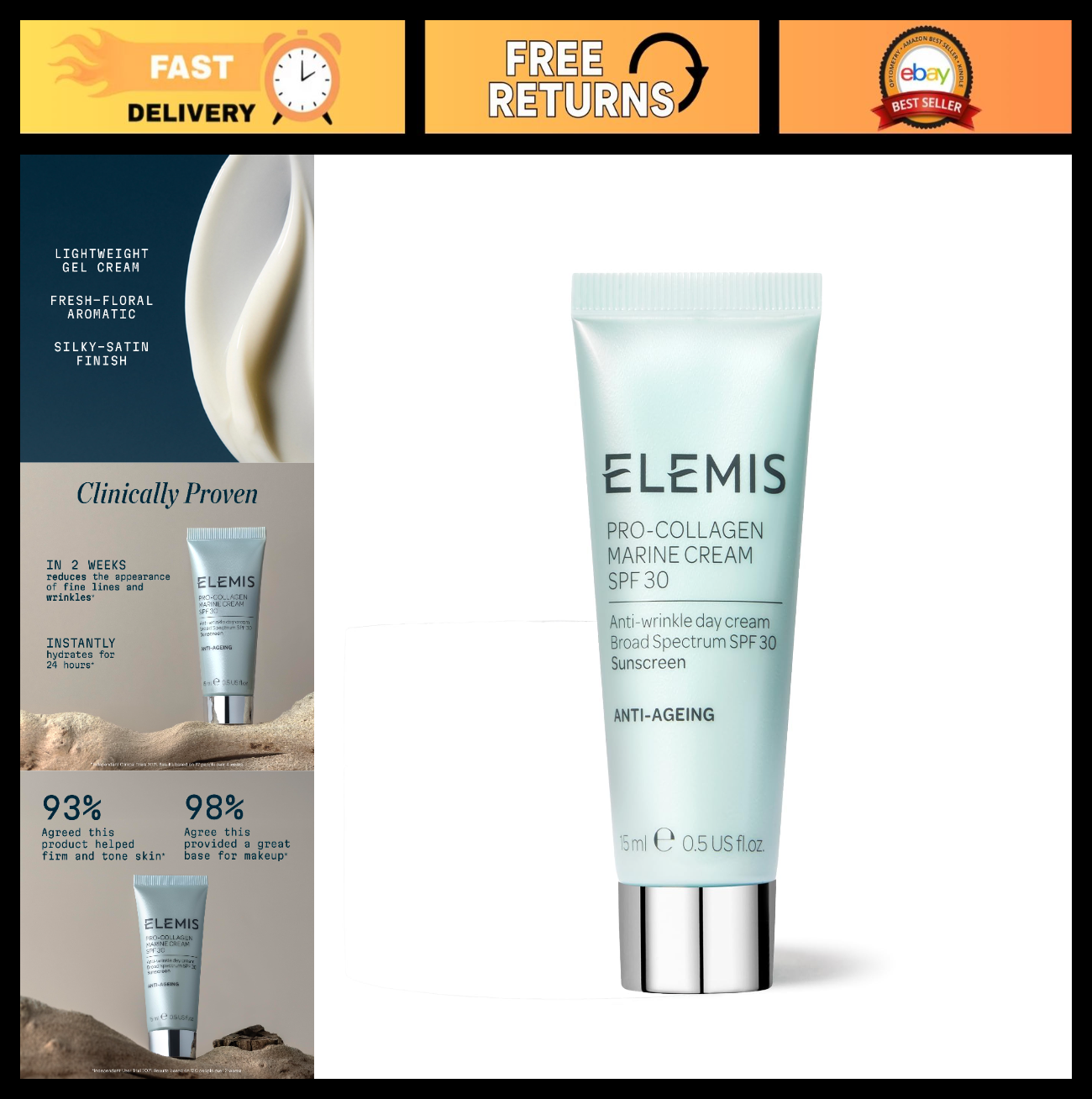 Lightweight Anti Wrinkle Moisturizer SPF 30   Pro Collagen Marine Cream for Dail0