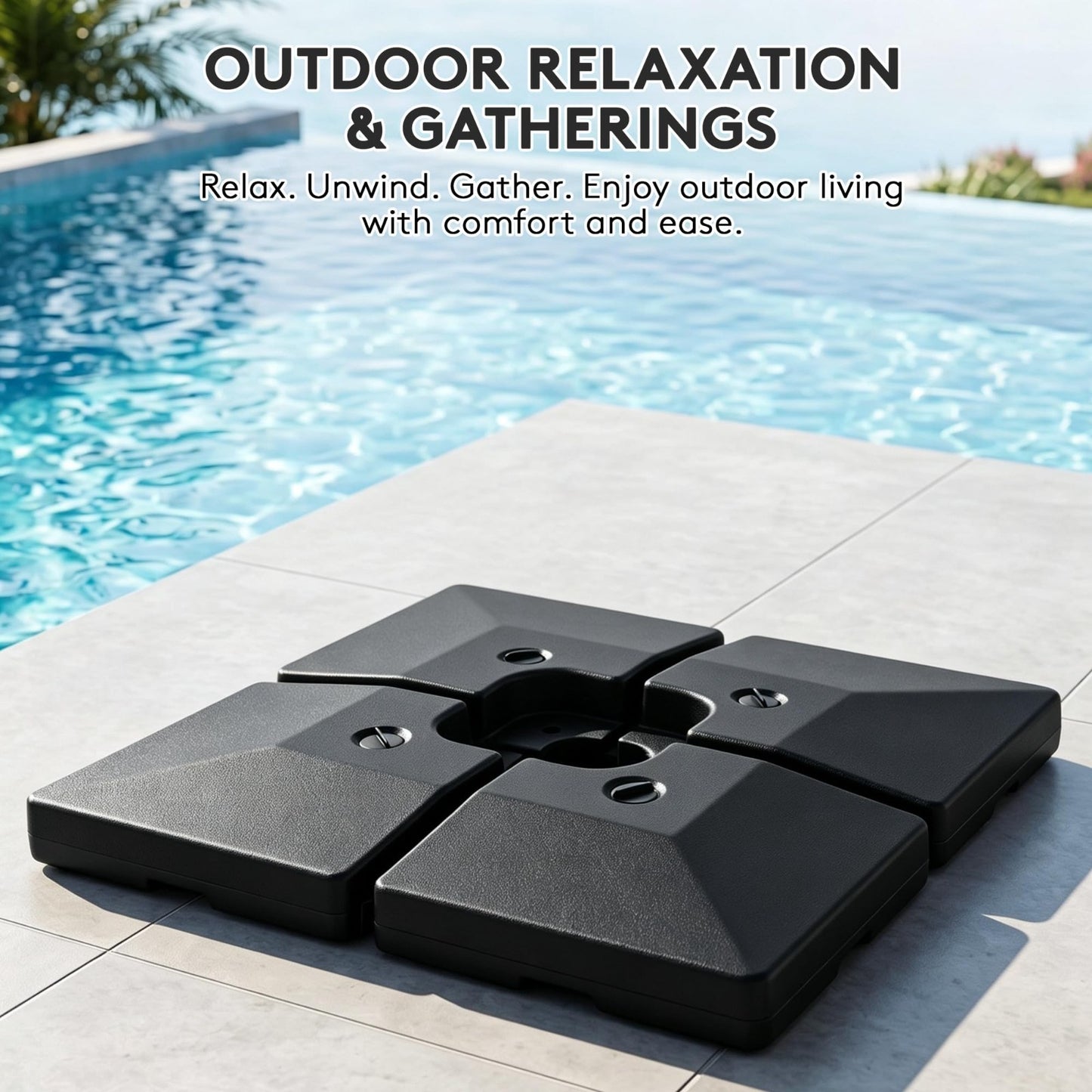 Heavy-Duty 4-Piece Umbrella Base Stand - Water/Sand-Filled, Interlocking Weight3