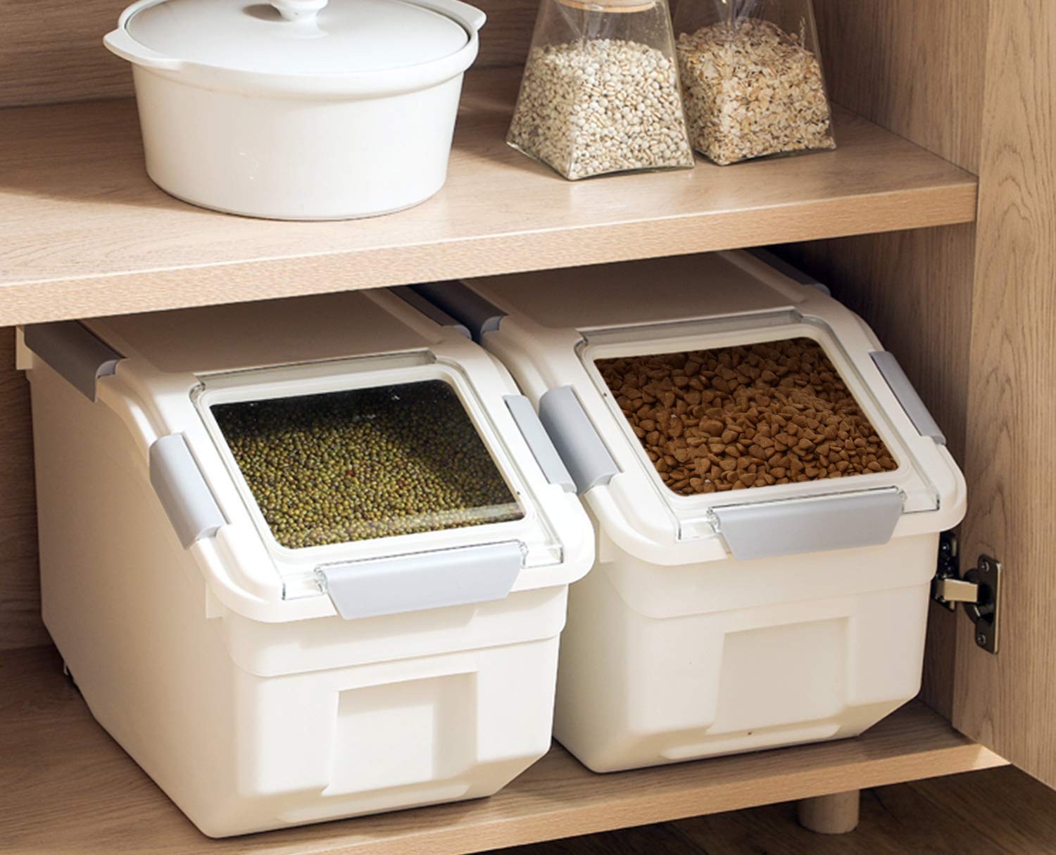 2 Pack Airtight Dog Food Storage Containers with Scoop - Large Pet Food Bins for2