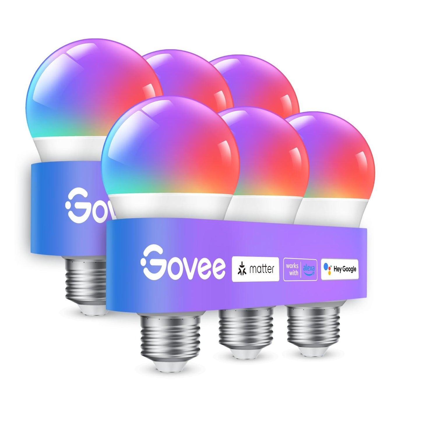 Smart LED Light Bulbs 800 Lumen, 6 Pack, RGBWW Color Changing, WiFi & Bluetooth,1