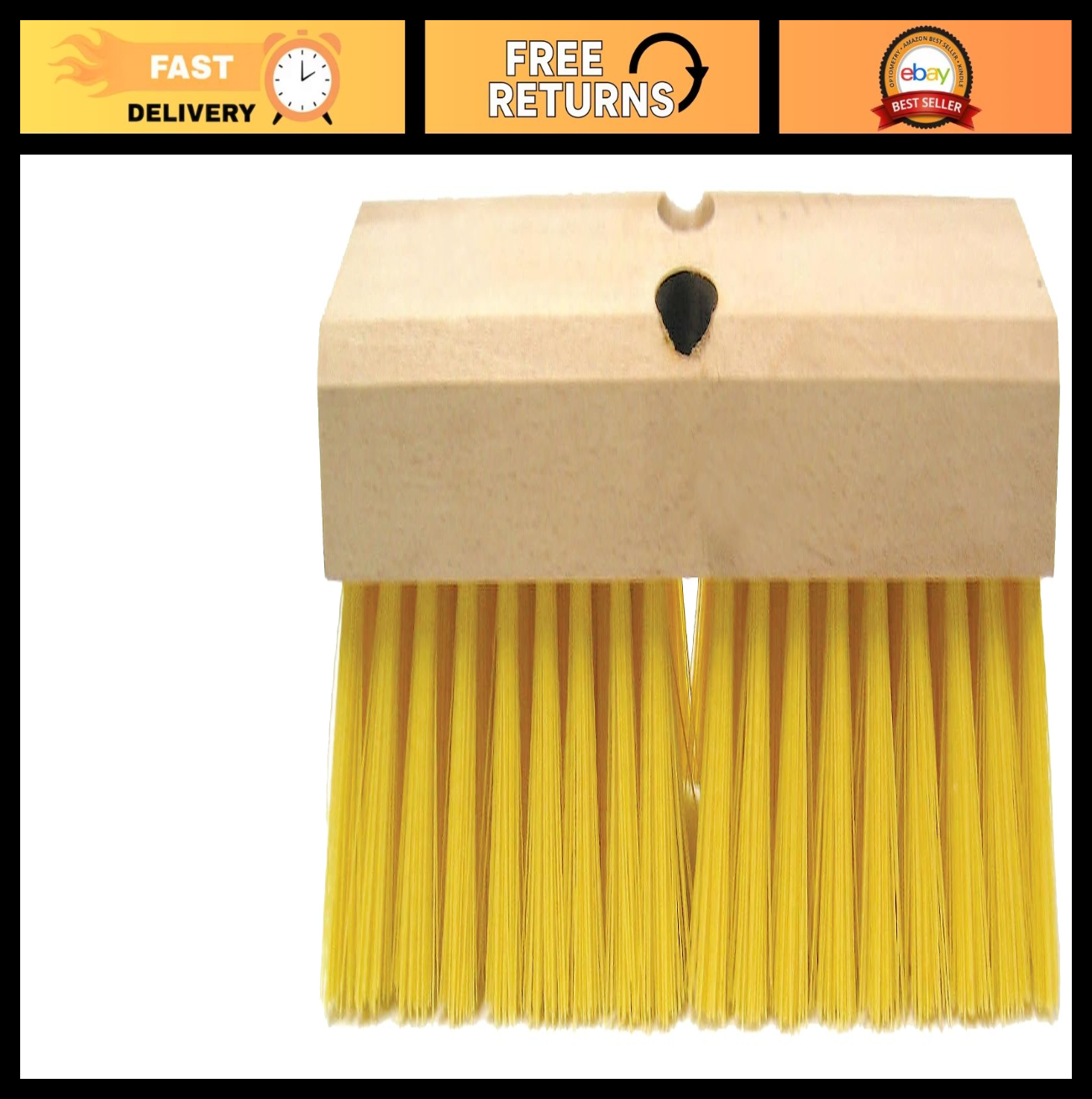 10" Deck Scrub Brush - Wood Block, Polypropylene Fill, 6x18 Rows, Heavy Duty Cle0