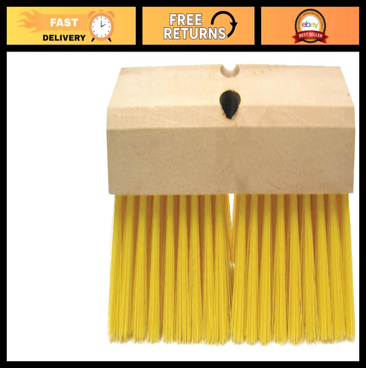 10" Deck Scrub Brush - Wood Block, Polypropylene Fill, 6x18 Rows, Heavy Duty Cle0