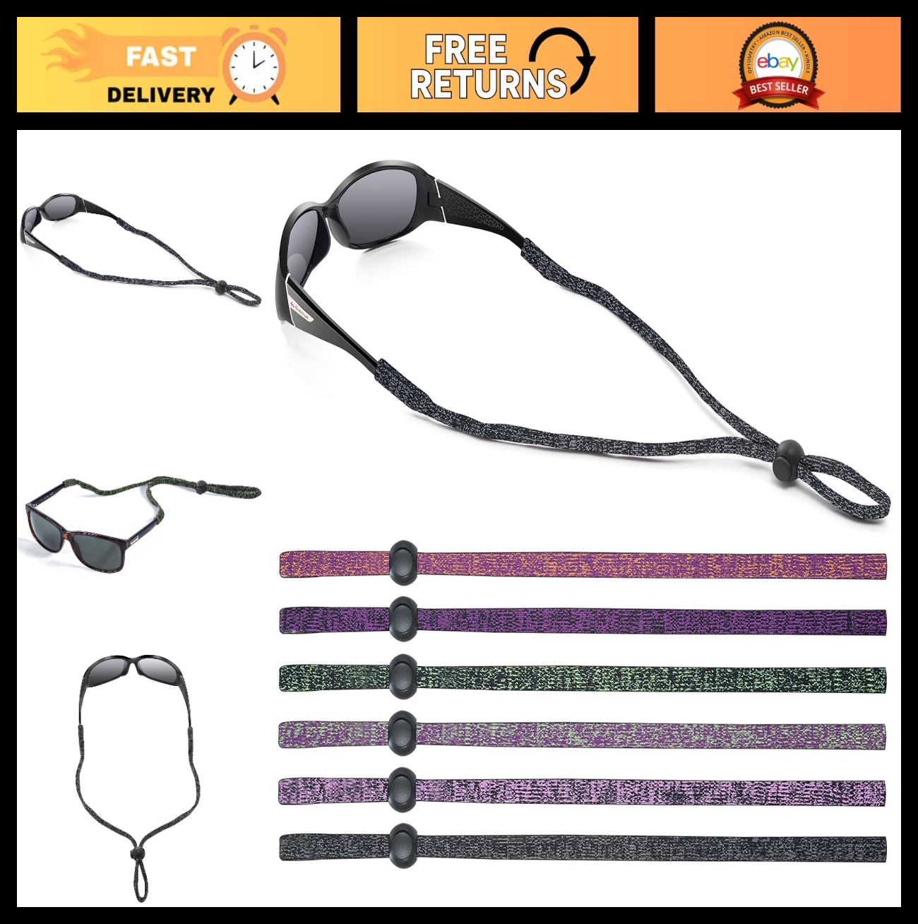 6-Pack Universal Eyeglass Lanyard - Eyewear Retainer Cord for Reading, Sports &0