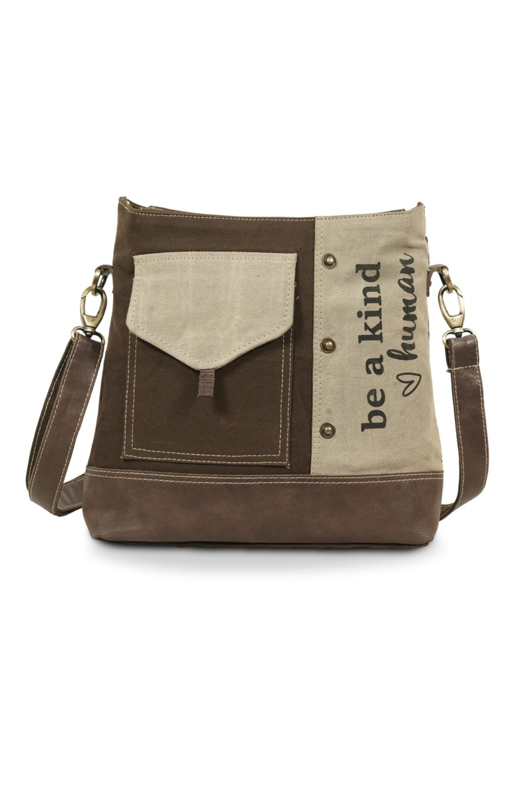 Upcycled Vintage Canvas & Leather Messenger Shoulder Bag   Stylish & Durable1