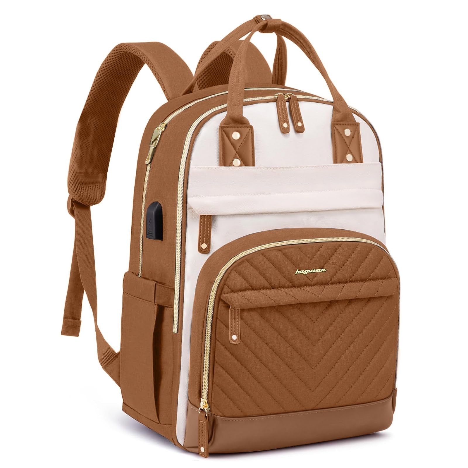 Stylish 15.6" Laptop Backpack for Women   Waterproof Travel Bookbag with USB Cha1