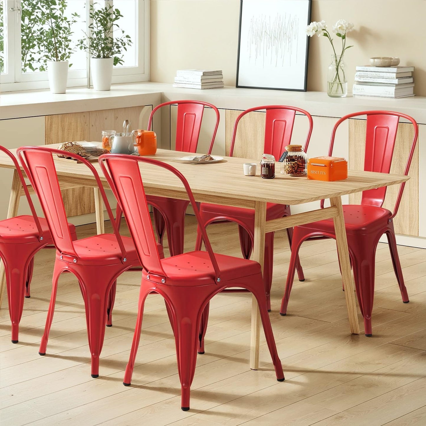 Stackable Metal Dining Chairs Set of 4   Indoor Outdoor Bistro Cafe Side Chairs2