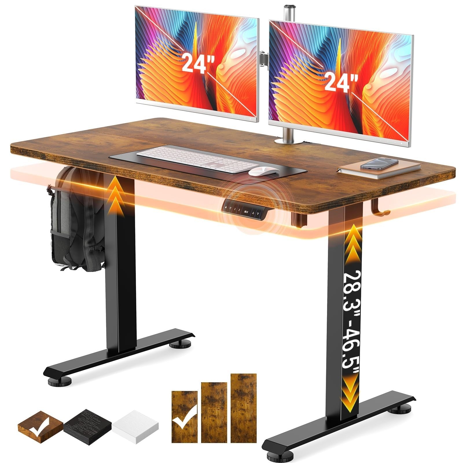 Adjustable Height Standing Desk 47.2" - Modern Wood Computer Table for Home & Of0
