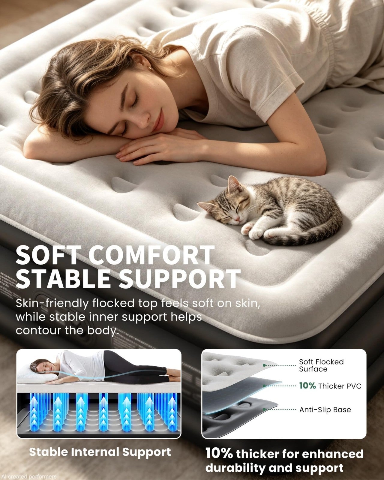 20" Raised Air Mattress with Built in Pump, Waterproof, Flocked Top, 600lb Capac7