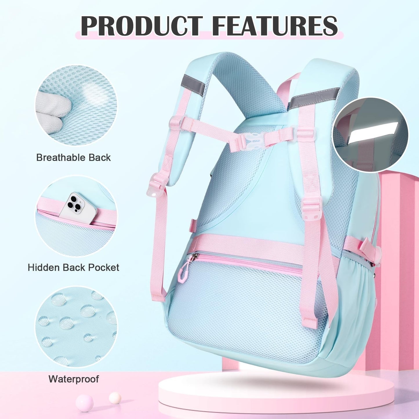 3PCS Girls School Backpack Set with Lunch Box & Pencil Pouch   Stylish & Durable3