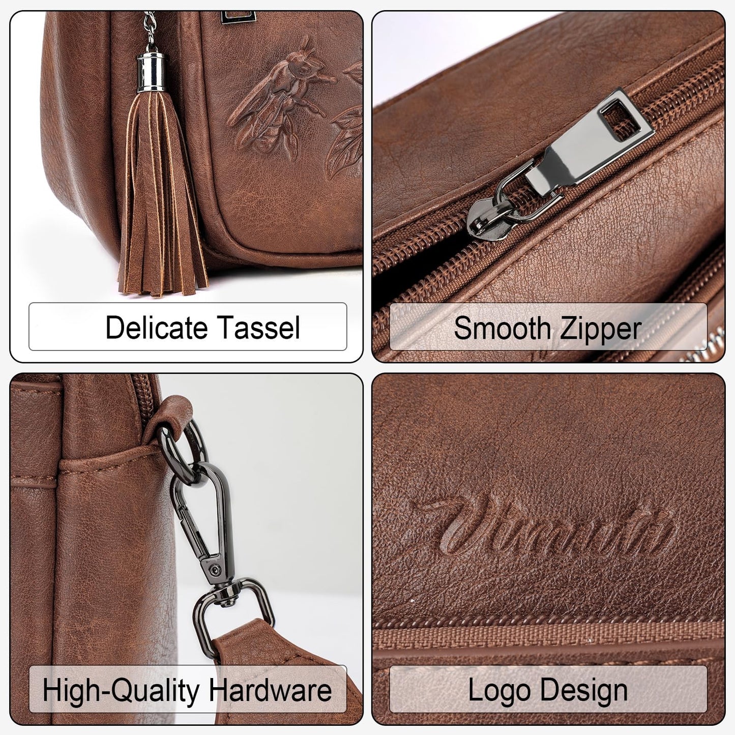 Vegan Leather Crossbody Bag for Women, Stylish Embossed Purse, Fashion Handbag5