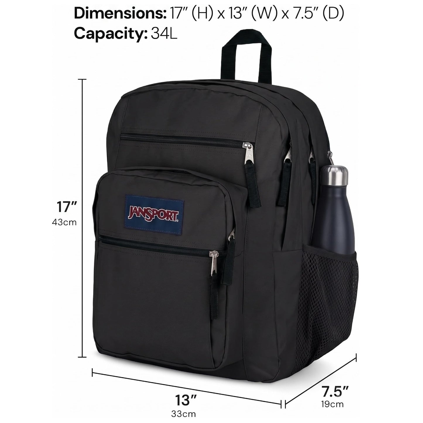 Ergonomic Laptop Backpack with 2 Compartments, 15” Sleeve, Haul Handle   Black4