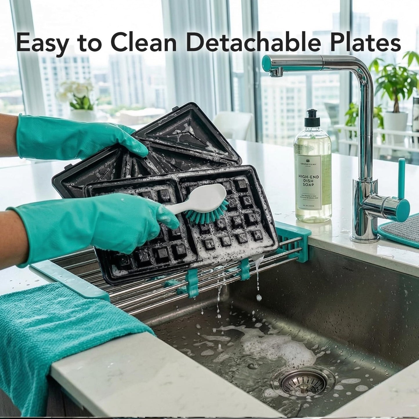 Electric Sandwich & Waffle Maker Set - 3 Non-Stick Plates, 750W, Versatile Grill7
