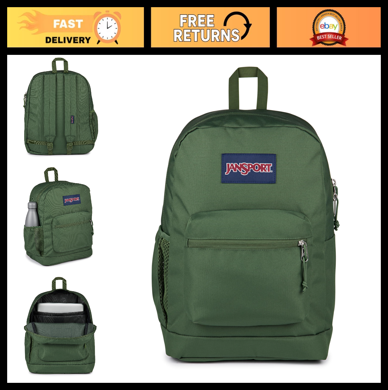 26L Cross Town Plus Backpack   Cargo Green, Durable, Stylish, School & Travel Us0