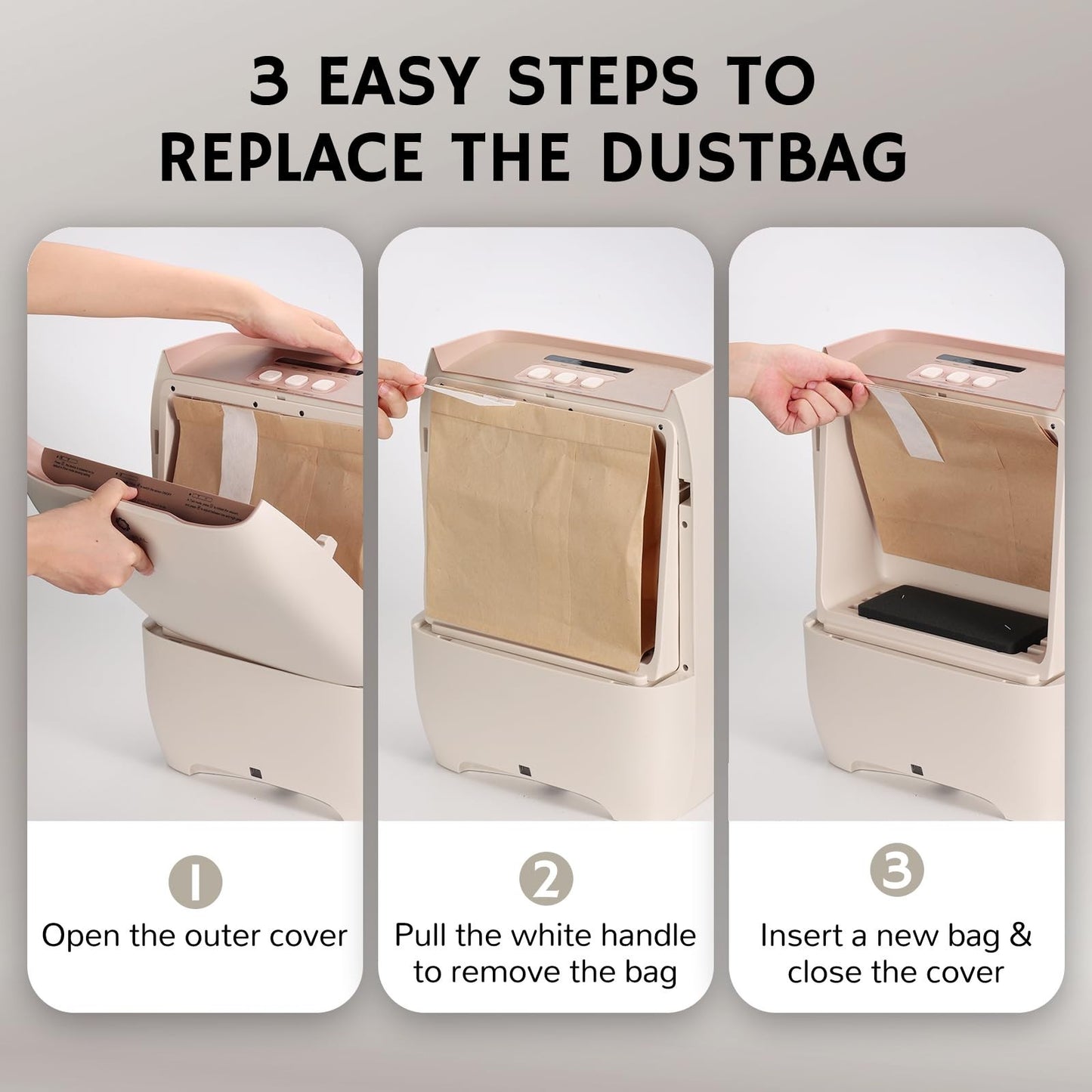 Touchless Vacuum Cleaner with HEPA Filter, 3 Modes, 6 Dust Bags, 1500W Power2