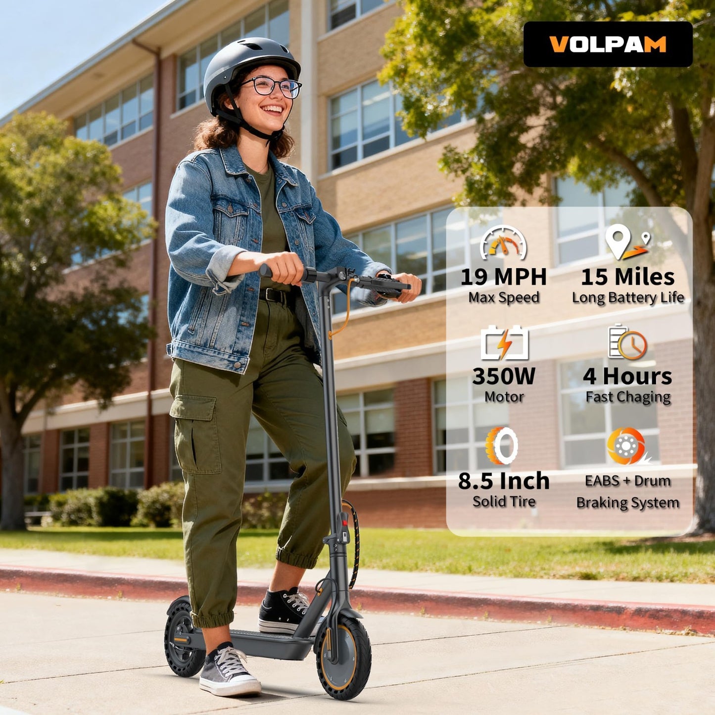 Powerful Electric Scooter 350W/500W Motor, 19MPH Speed, 21-28 Miles Range, Foldi2