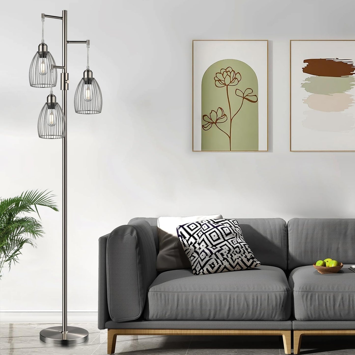 Dimmable Industrial Floor Lamp with 3 LED Edison Bulbs, Elegant Teardrop Design,5