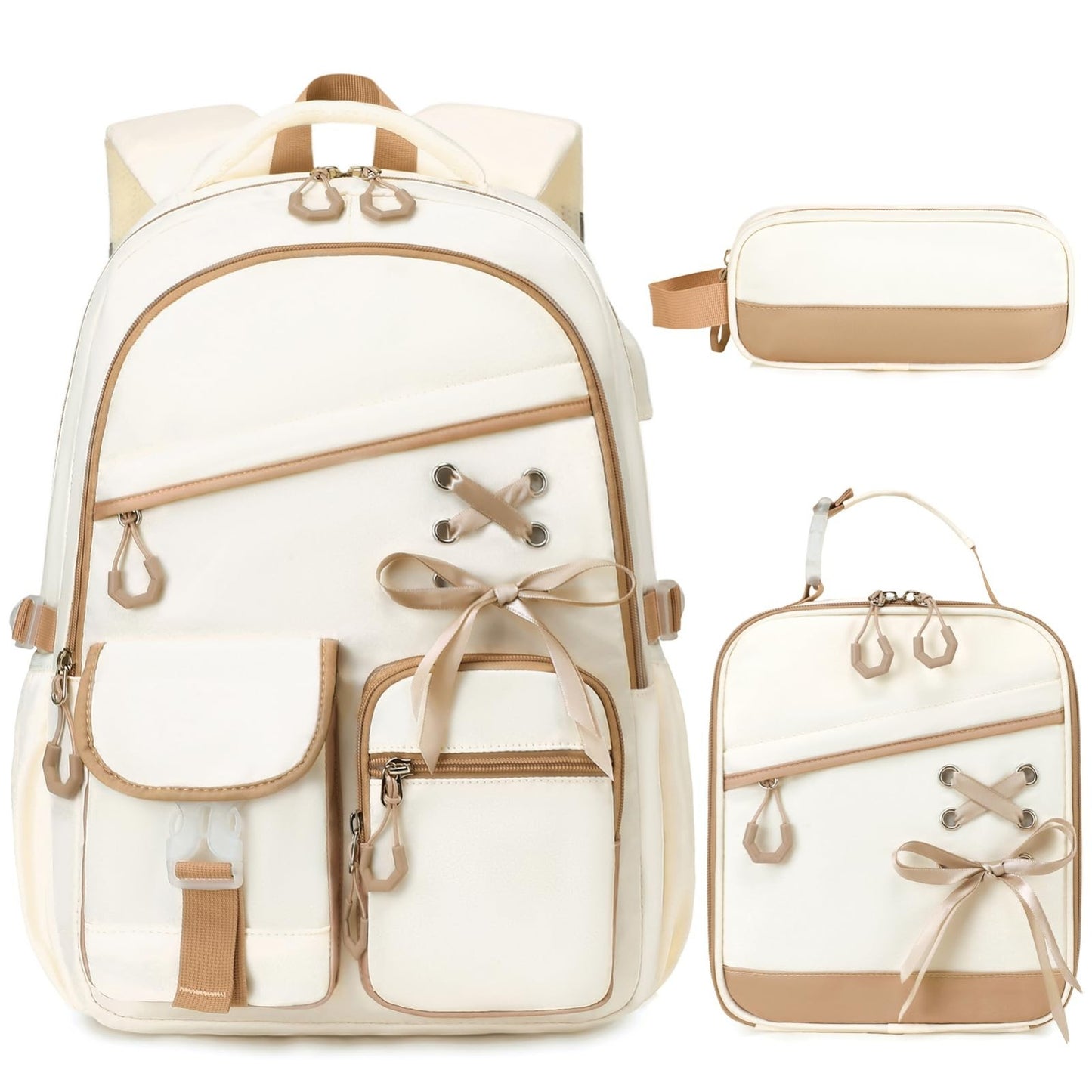 3PCS Girls School Backpack Set with Lunch Box & Pencil Pouch   Stylish & Durable1