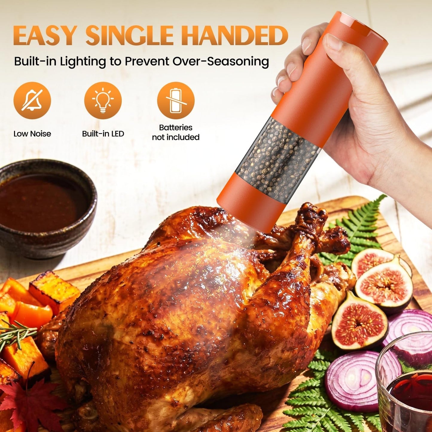Automatic Electric Salt & Pepper Grinder Set   Adjustable Coarseness, LED, Large3