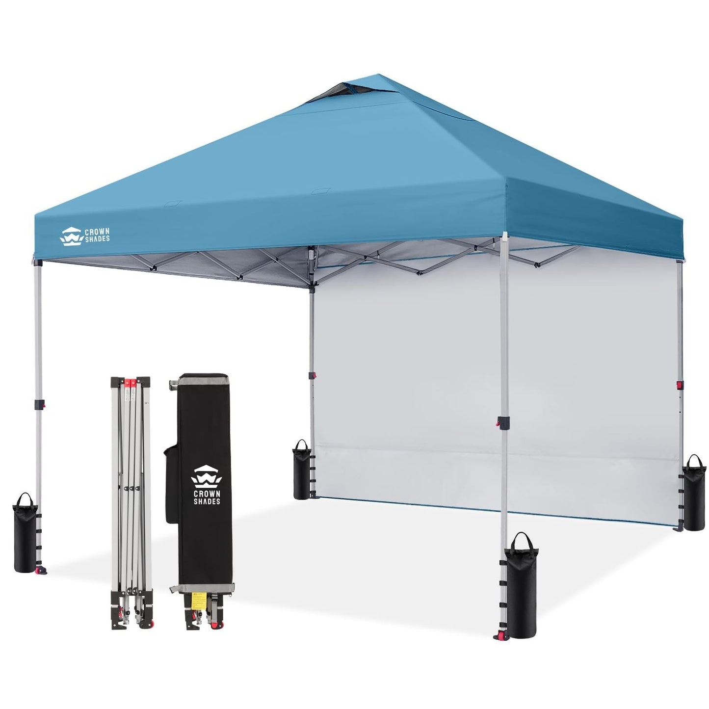 10x10 Pop Up Canopy Tent with Side Wall, Easy Setup Outdoor Gazebo, Beach Shade,0