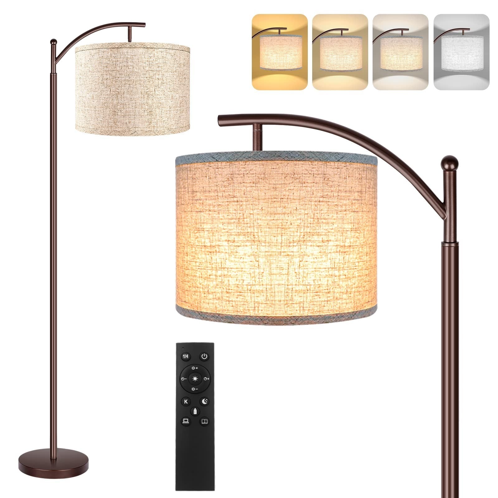 Modern LED Floor Lamp with Remote & Foot Switch, 4 Color Temperatures, Oil Rubbe1
