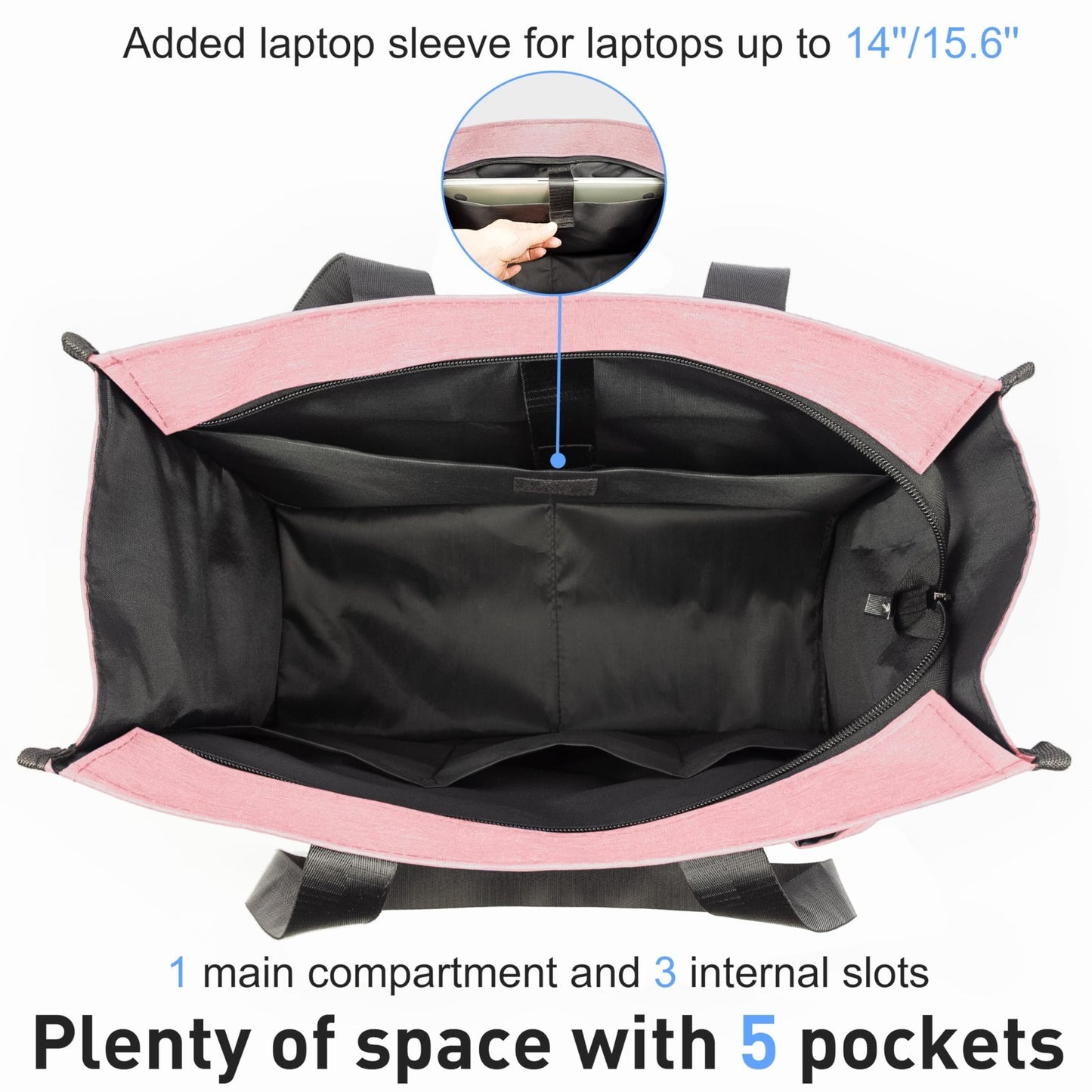 Large Multi Pocket Tote Bag with Compartments, Zippered Work Bag for Men & Women5