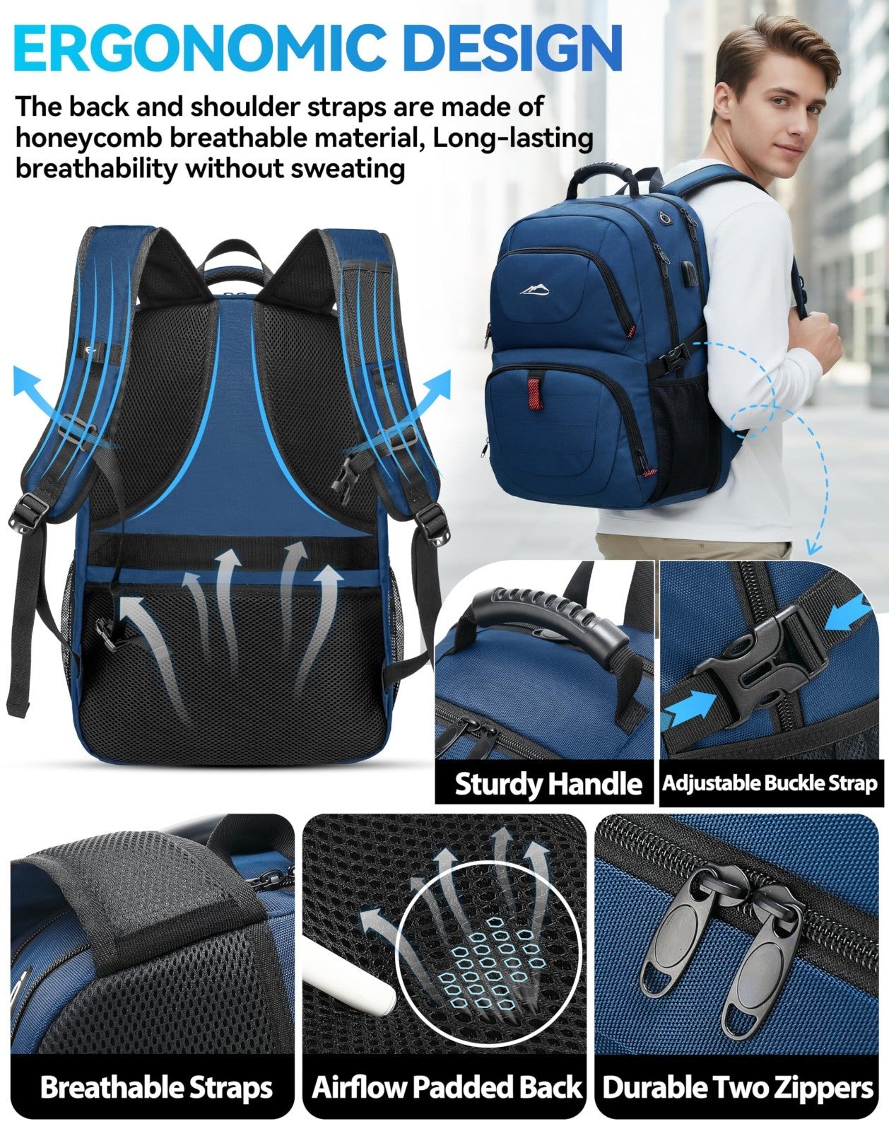 Extra Large Anti Theft Travel Backpack for 17" Laptop, USB Charging, TSA Approve4