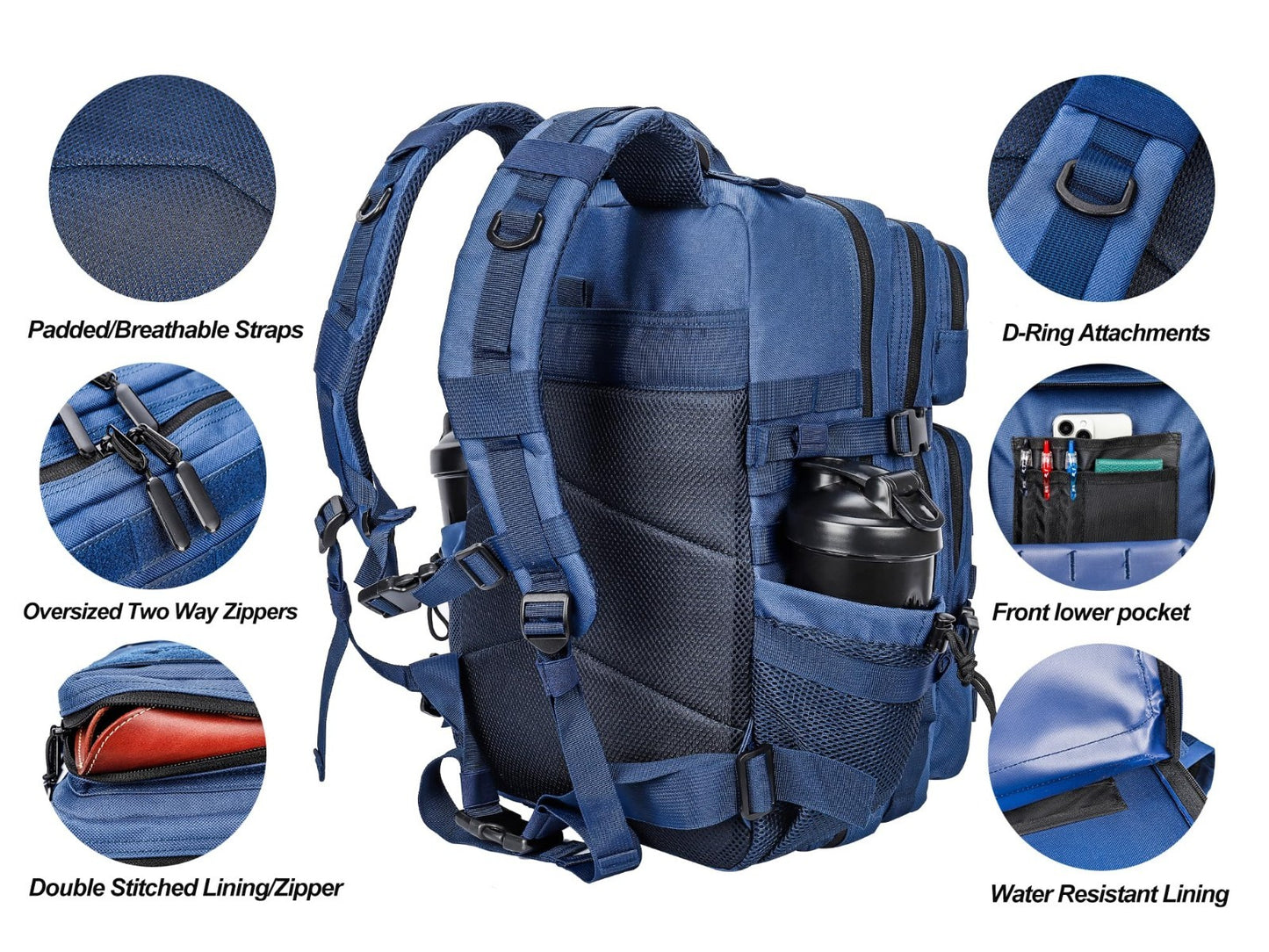 Tactical 45L Military Backpack for Men & Women   3 Day Assault Rucksack, Molle S5