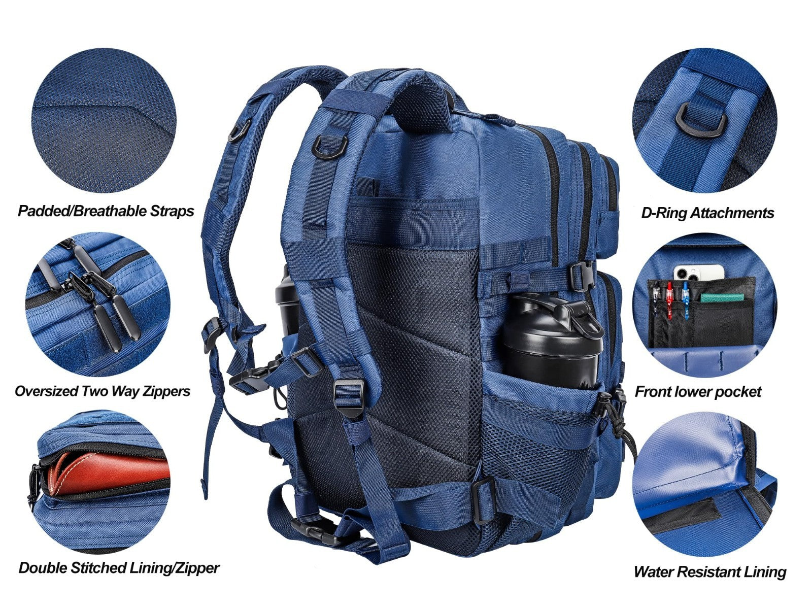 Tactical 45L Military Backpack for Men & Women   3 Day Assault Rucksack, Molle S5