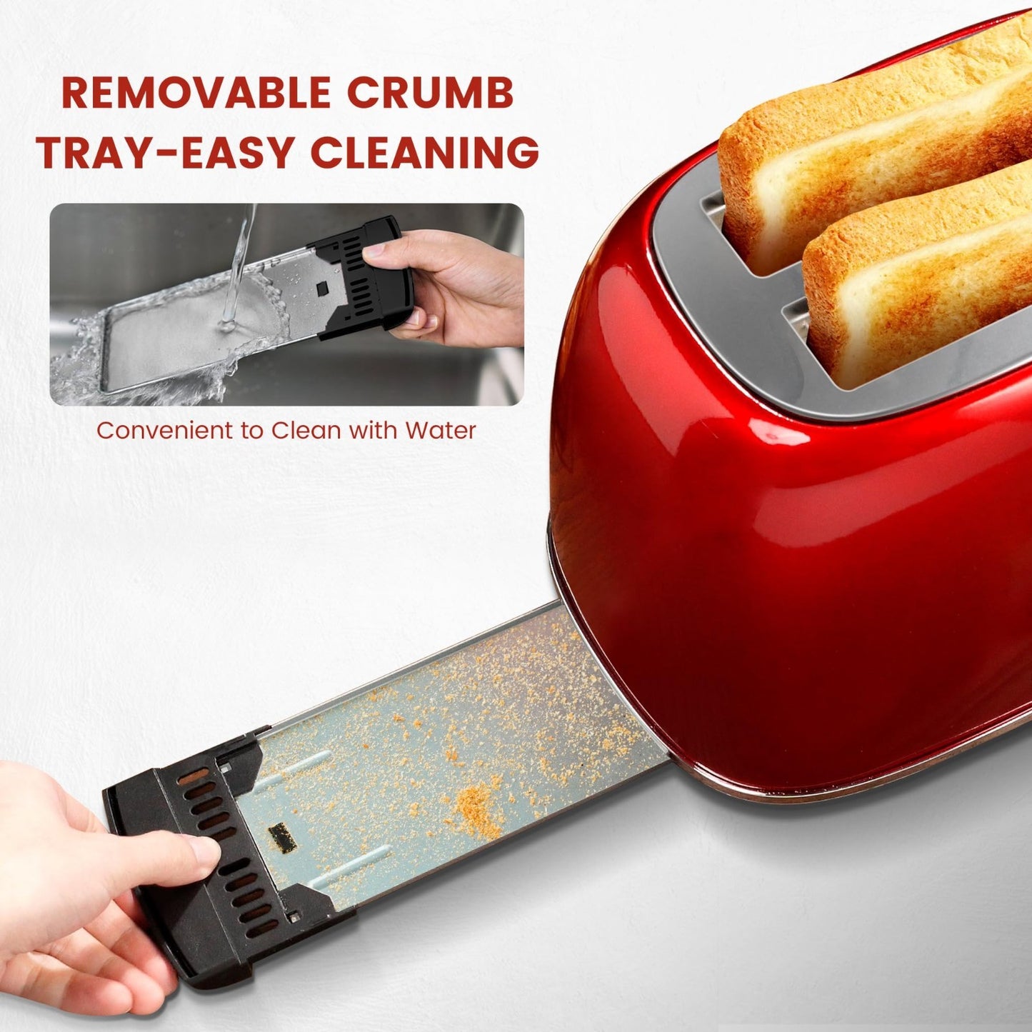 Retro Stainless Steel 2-Slice Toaster with Bagel, Cancel & Defrost Functions, 65