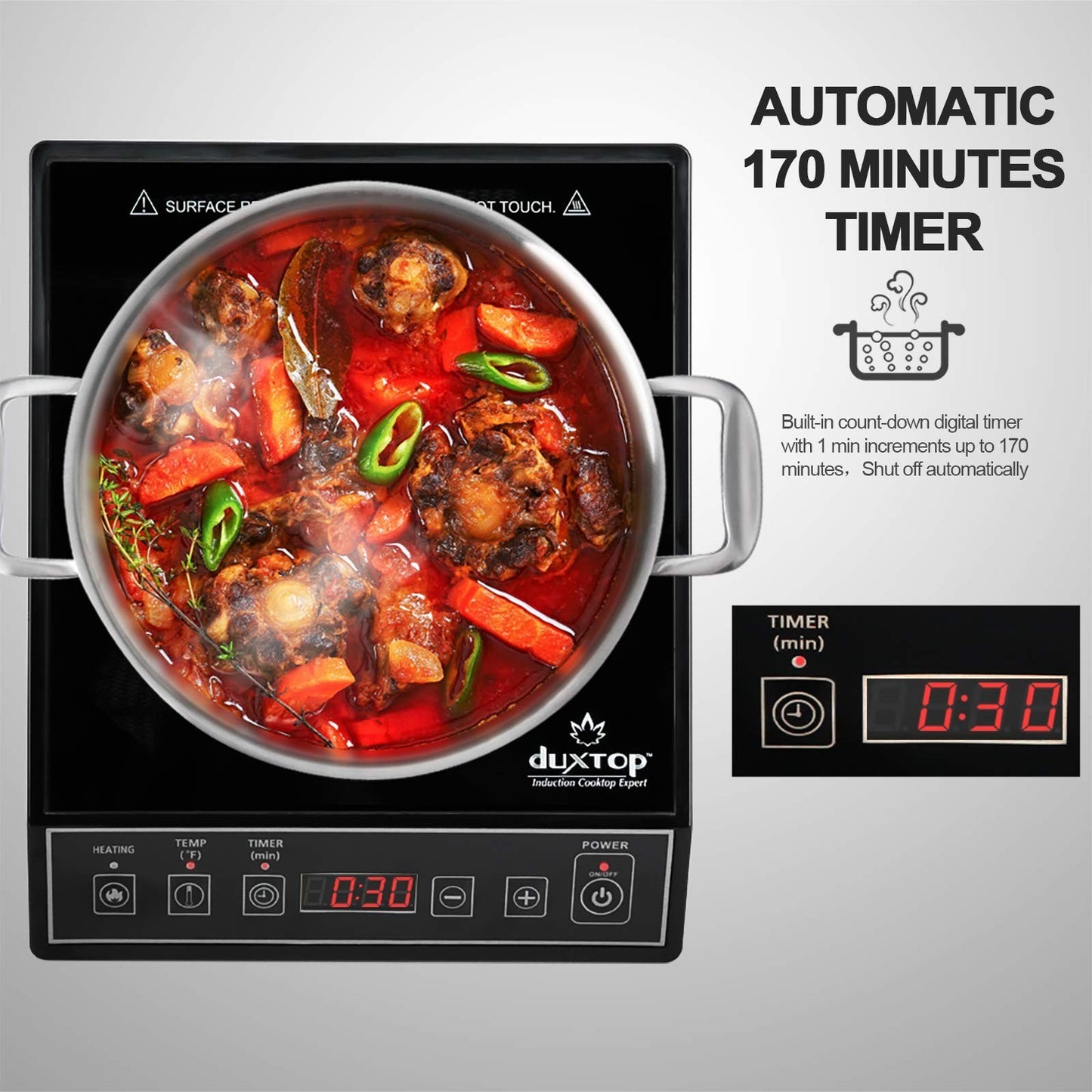 Portable Induction Cooktop 1800W Countertop Burner, Black, Fast Heating, Energy3