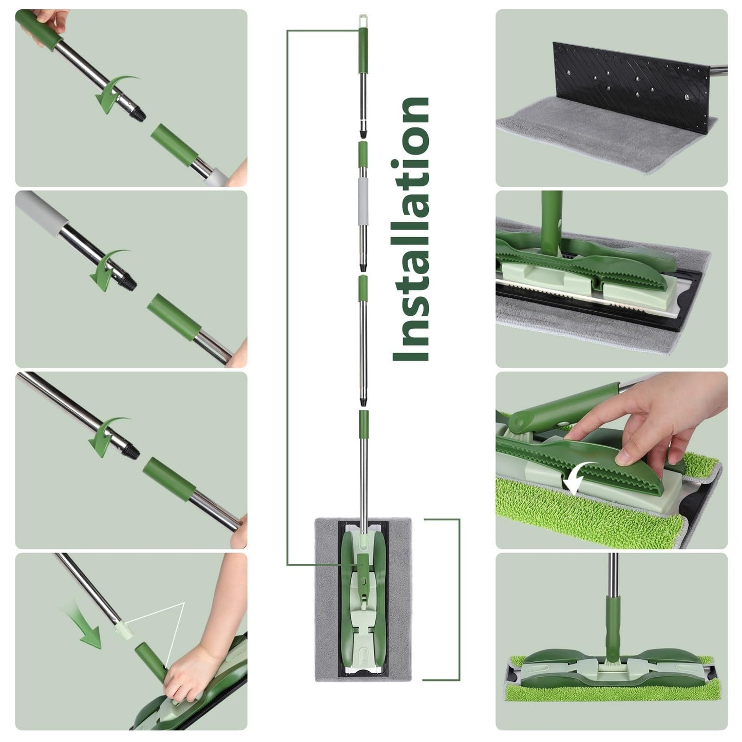 Professional Microfiber Floor Mops - 4 Washable Pads, 59" Stainless Steel Handle8