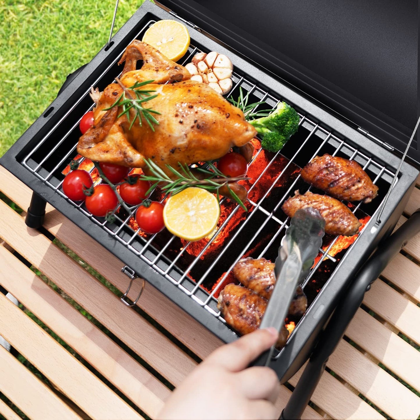 Portable Charcoal Grill - Tabletop BBQ Smoker for Outdoor Cooking & Camping2