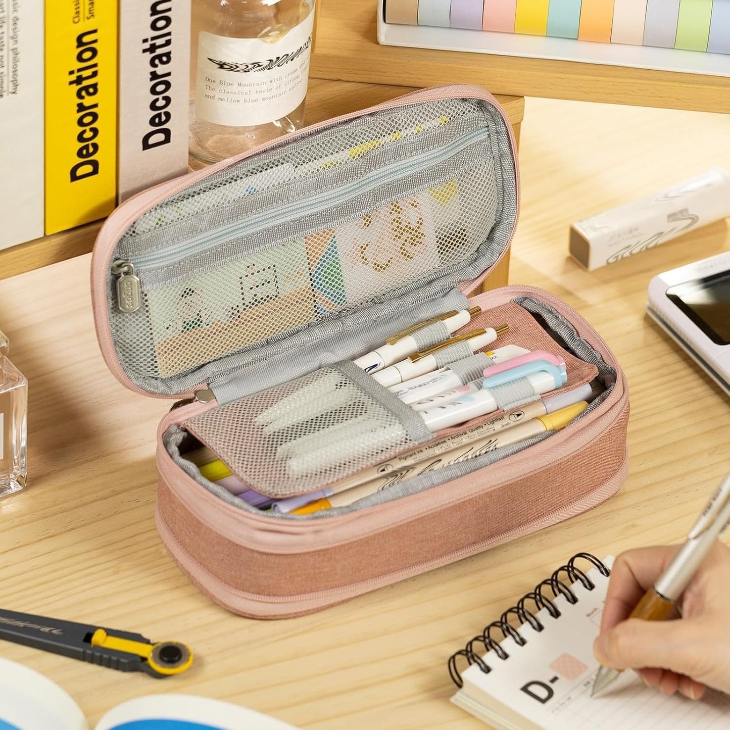 Large Capacity Pencil Case, Big Pencil Pouch, Stationery Bag for Teens   Deep Pi1