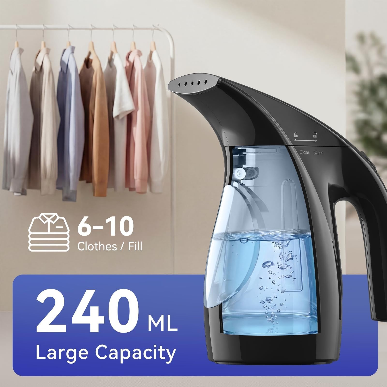 Portable Handheld Clothes Steamer, 1100W, 300ml Capacity, Fast Heat-Up, Travel S5