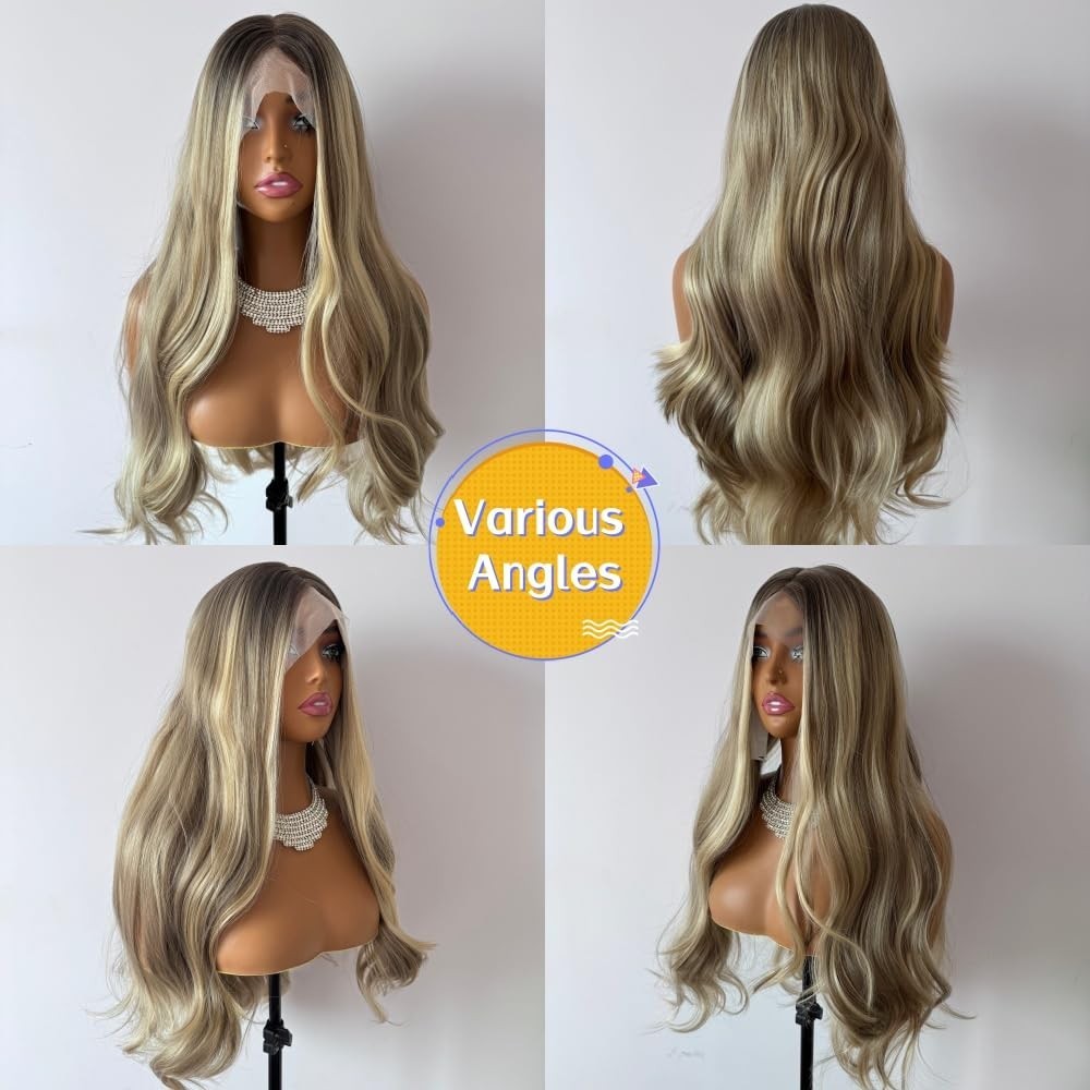 Ombre Golden Blonde Lace Front Wig - 13x4 HD Transparent, Pre-Plucked, Heat Resi4