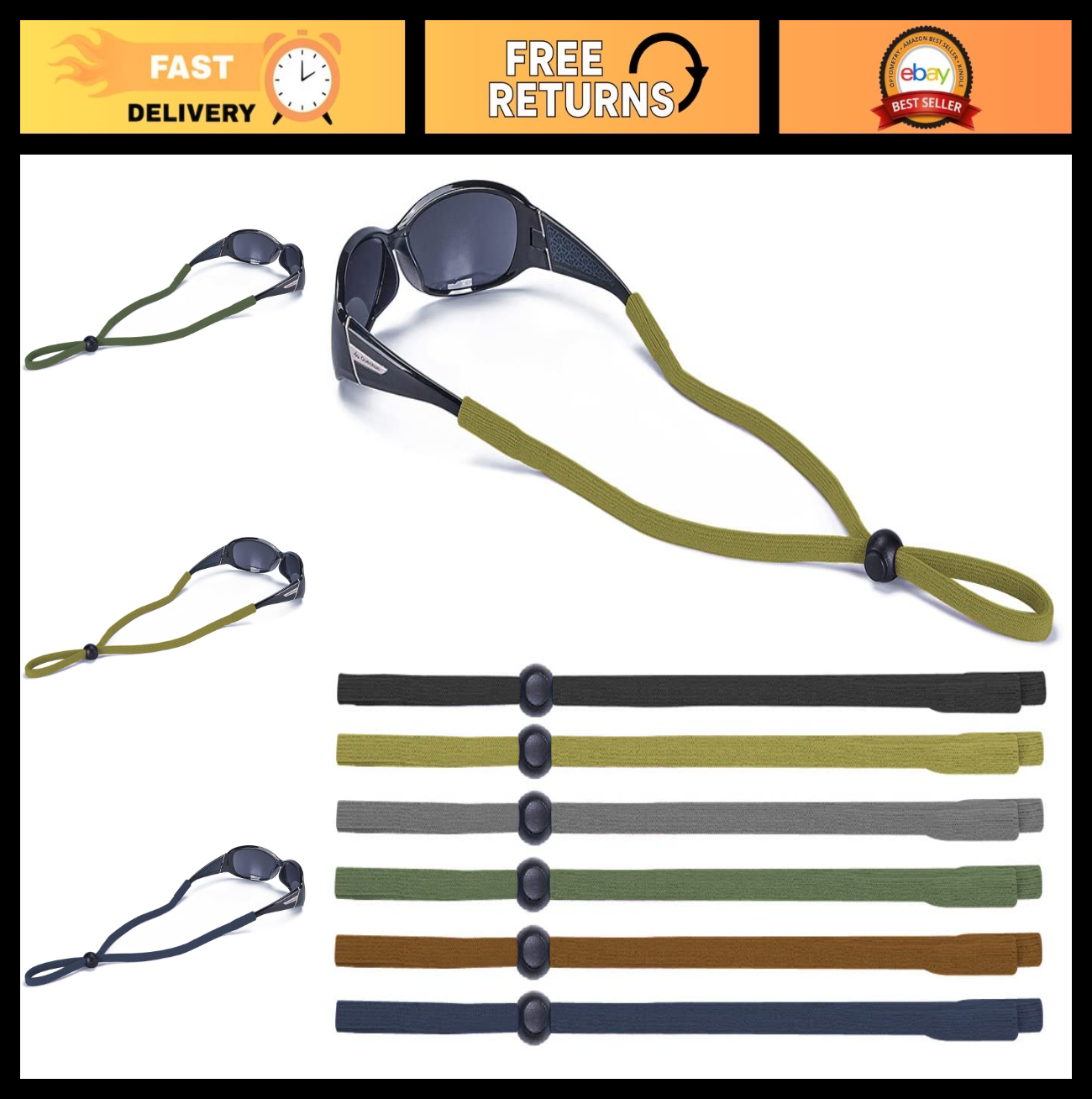 6-Pack Universal Eyeglass Straps - Eyewear Retainer Lanyard for Reading, Sports0