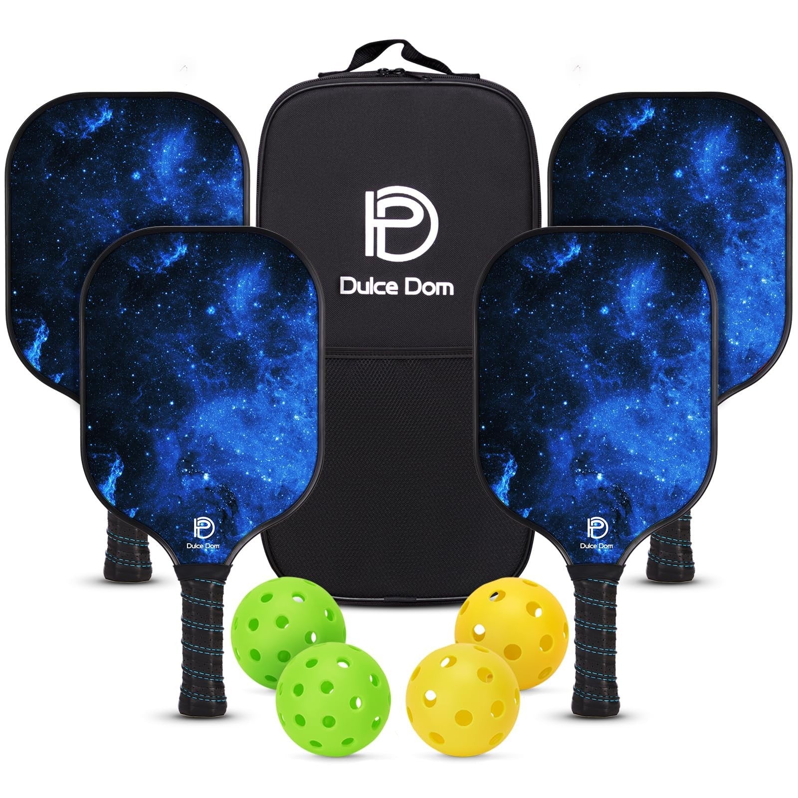 Pickleball Paddle Set of 2/4 - USAPA Approved Fiberglass Graphite Rackets + Bag,0